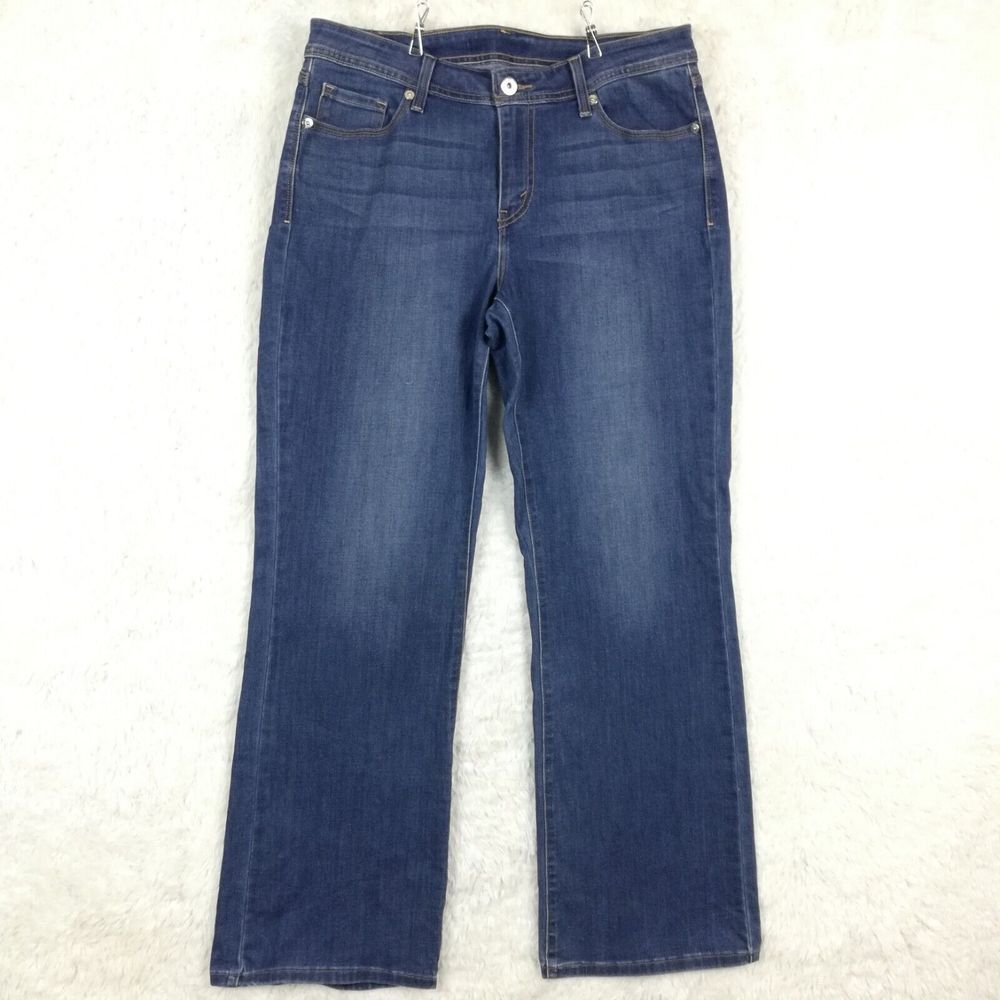 Levi's Womens Jeans Classic Boot Cut Blue Denim Whiskering Medium Wash 16